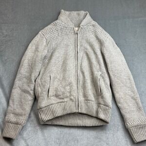 VTG Schott Bros NYC Wool Knit Zip Jacket Sherpa Lined Grey Mens XL